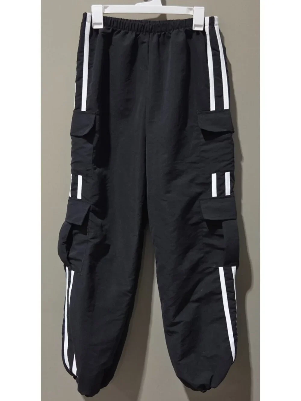 Weissman Mixify Style 17197 Double Stripe Black & White Parachute Pants Size MA